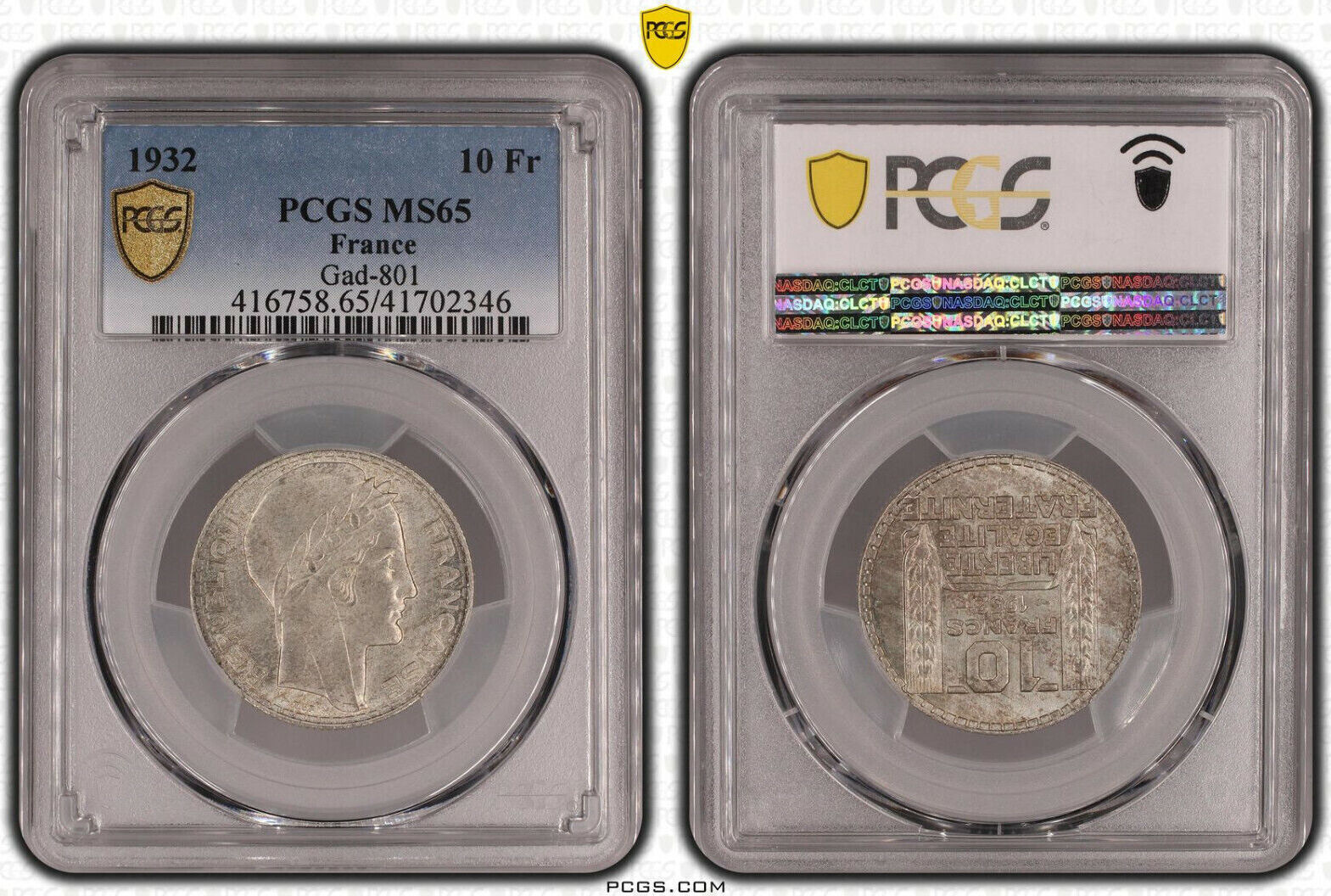 France 10 Francs 1932 Turin PCGS MS65 FDC Collection idéale