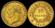 Frankreich 20 Francs 1814 Napoléon Empereur  or Paris EF rare