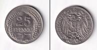 Deutsches Kaiserreich 25 Pfennige DEUTSCHES REICH 25 Pfennig 1909 F (J.18) vz selten -