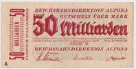 Banknoten 50 Milliarden Mark 1923 Notgeld ALTONA 50 Milliarden Mark (#80... 11.32 US$  +  57.62 US$ shipping