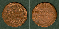 Altdeutschland 3 Pfennig Mecklenburg Stadt Wismar 3 Pfenning 1740 IG s-ss/s selten -