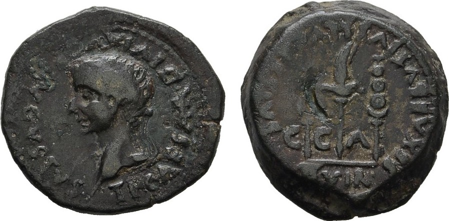 Hispania Ae Semis Caesaraugusta Augustus 30 V Chr 14 N Chr Dunkelgrune Patina Vf Ma Shops
