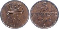 Mecklenburg-Schwerin 3 Pfennig Friedrich Franz II. 1842-1883. -