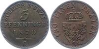 Brandenburg-Preußen 3 Pfennig Wilhelm I. 1861-1888. -