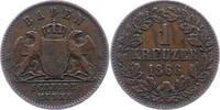 Baden-Durlach Kreuzer Friedrich I. 1852-1907. -