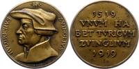 Reformation Bronzemedaille 400-Jahrfeier der Aufnahme der Tätigkeit von Zwingli als Leutpriester in Zürich. -