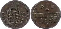 Heller 1763 Sachsen-Hildburghausen Ernst Friedrich Karl 1745-1780. Sehr schön +