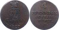 Braunschweig-Calenberg-Hannover Cu 4 Pfennig Georg IV. 1820-1830. -
