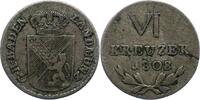 6 Kreuzer 1808 Baden-Durlach Karl Friedrich 1806-1811. Schön - sehr schön