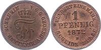 Pfennig 1872  B Mecklenburg-Schwerin Friedrich Franz II. 1842-1883. Fast Stempelglanz
