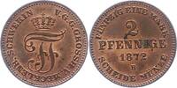 2 Pfennig 1872  B Mecklenburg-Schwerin Friedrich Franz II. 1842-1883. Kleine Flecken, sast Stempelglanz