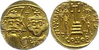 Solidus Gold Constans II. mit Heraclius und Tiberius 654 - 659. -