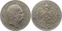 Sachsen 5 Mark Albert 1873-1902. -