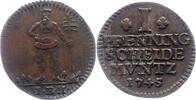 Pfennig 1745 Braunschweig-Wolfenbüttel Karl I. 1735-1780. Sehr schön