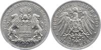 Hamburg 3 Mark 1909 J Berieben, sehr sch&ouml;n - vorz&uuml;glich 327.73 元  ＋  46.82 元 运费
