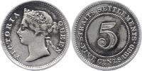 Straits Settlements 	Malaysia 5 Cents 1889 Fast sehr sch&ouml;n 17.36 US$  +  23.15 US$ shipping