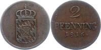 Bayern 2 Pfennig 1816 Maximilian I. Joseph 1806-1825. Sehr sch&ouml;n 63.65 US$  +  23.15 US$ shipping