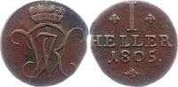 Hessen-Kassel Heller 1805 Wilhelm I. 1803-1821. Schr&ouml;tlingsfehler, sehr ... 21.99 US$  +  23.15 US$ shipping