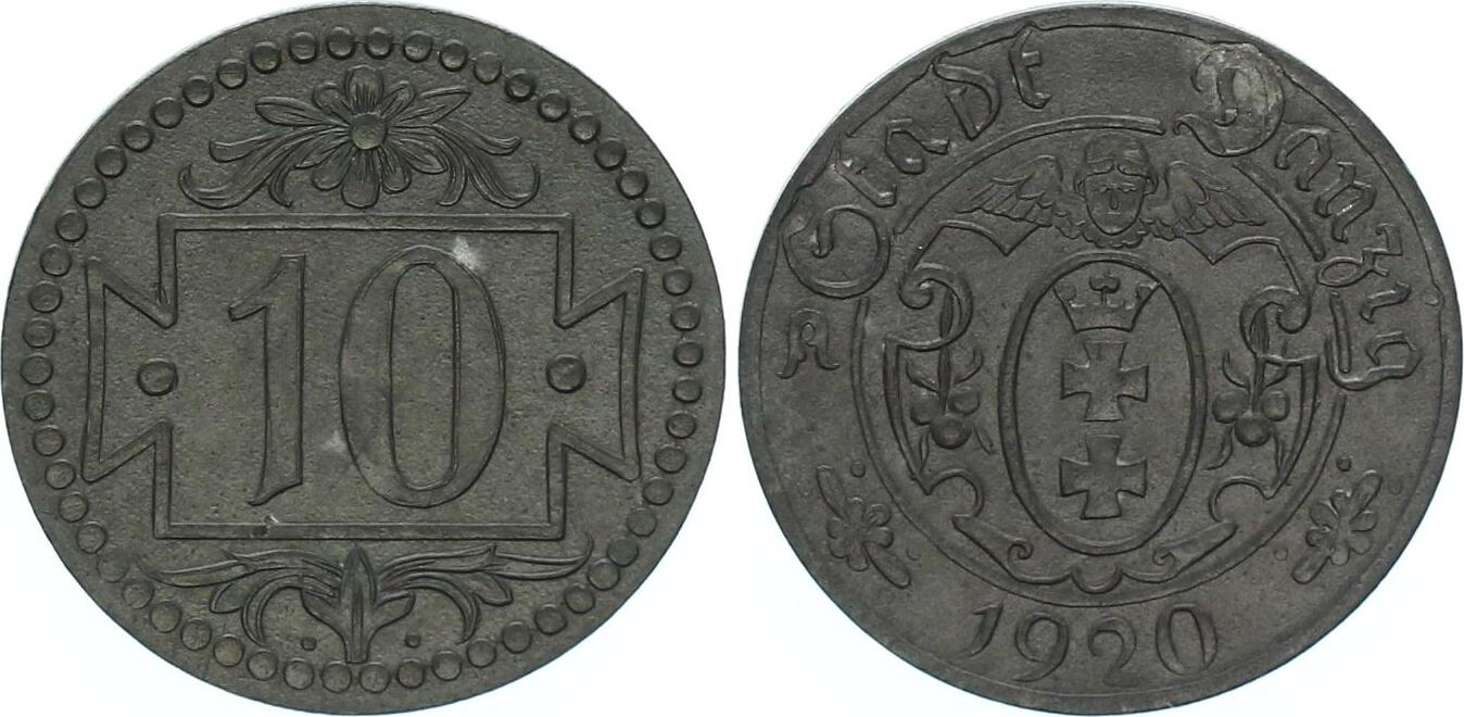 Danzig Freie Stadt 10 Pfennig 1920 Gewehrfabrik Danzig Notgeld Kleine   104902 3 