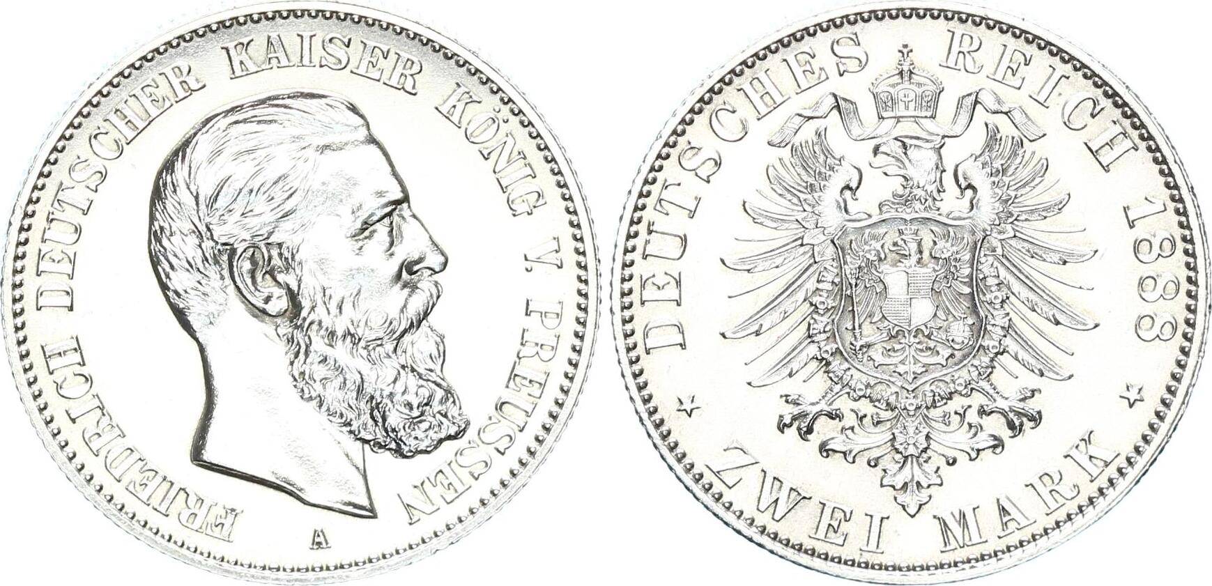 Preu en 2 Mark 1888 A Friedrich III 1888 Dreikaiserjahr UNC MA Shops preu-en-2-mark-1888-a-friedrich-iii-1888-dreikaiserjahr-unc-ma-shops