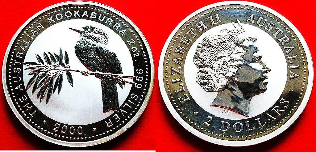 2 dollars 2000 australien kookaburra bullion coin