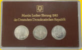 DDR 3 x 5 Mark Martin Luther Ehrung 1983, Themensatz, 3 X 5 Mark -