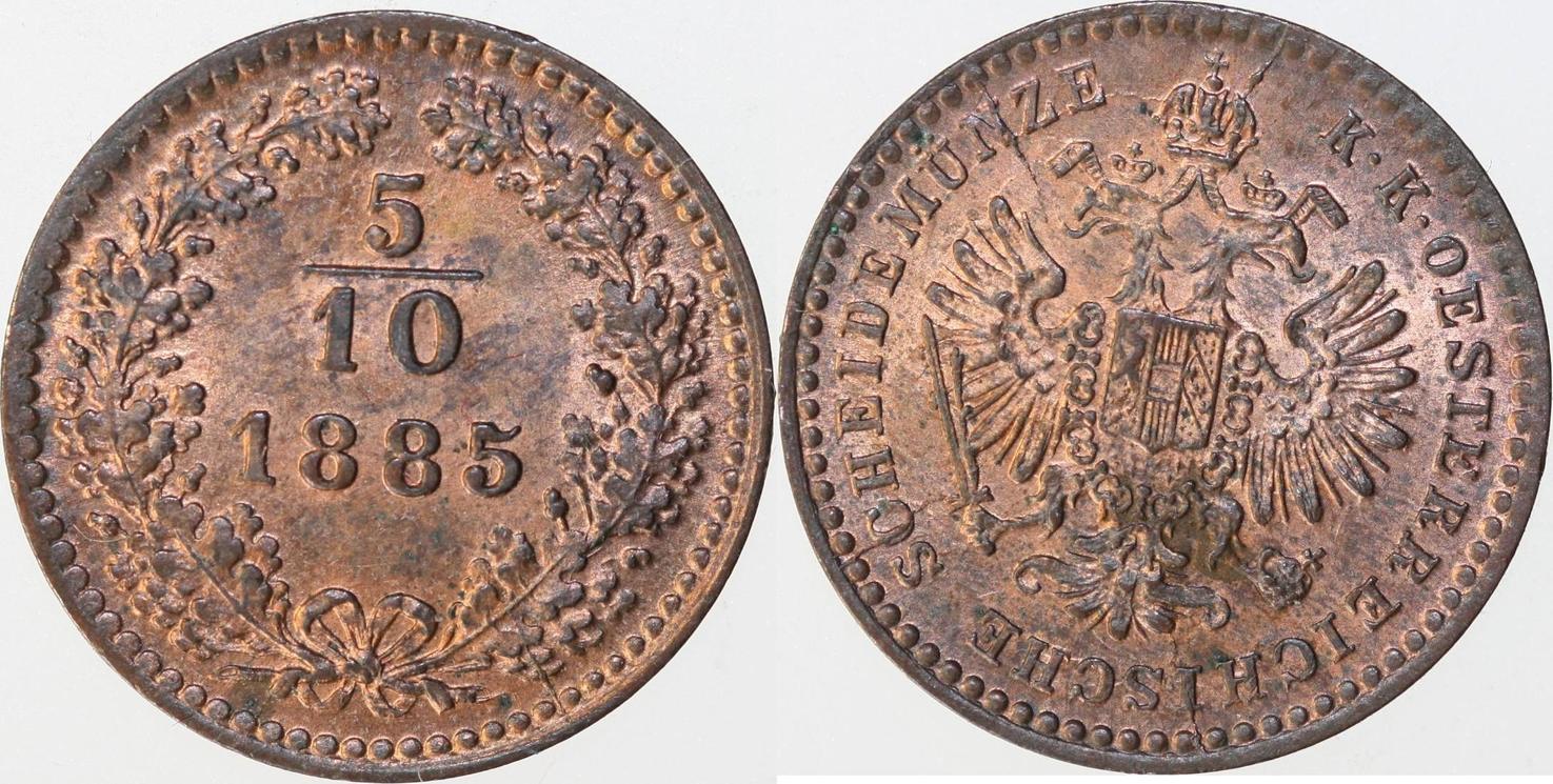 österreich 5/10 Kreuzer 1885 FRANZ JOSEF 1. 1848-1916 BU | MA-Shops