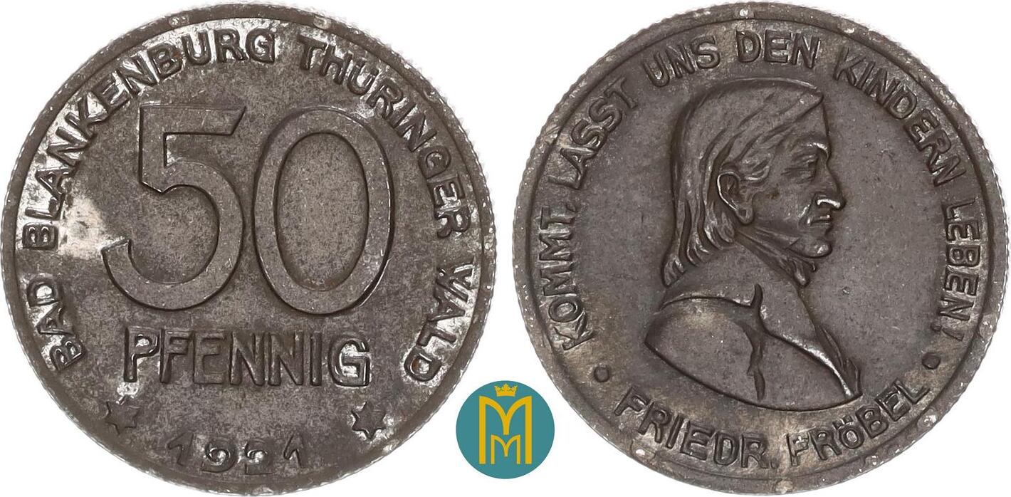 German 1921 E 50 Pfennig Coin VF 