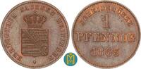 1 Pfennig 1863 Sachsen-Meiningen Bernhard II. Erich Freund 1821-1866. vorzüglich