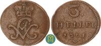 3 Heller 1761 Sachsen-Meiningen Anton Ulrich 1746-1763. sehr schön, kl. Schrötlingsriss