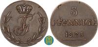 3 Pfennig 1825 Schwarzburg-Rudolstadt. Friedrich Günther 1807-1867. sehr schön