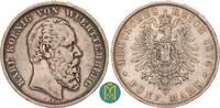 Kaiserreich / Württemberg 5 Mark Karl 1864-1891. -