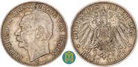 Kaiserreich / Baden 3 Mark Friedrich II. 1907-1918. -