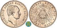 Kaiserreich / Sachsen 3 Mark 1909 E Friedrich August III. 1904-1918. VF-EF