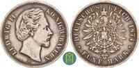Kaiserreich / Bayern 5 Mark 1874 D Ludwig II. 1864-1886. fast sehr sch&ouml;n 740.60 元  ＋  155.92 元 运费