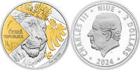 Tschechien 2 NZD 2024 Czech Lion gold plated numbered Polierte Platte 115.26 US$  +  40.75 US$ shipping