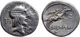 AR Denarius of L. Calpurnius Piso Frugi 90 BC., Roman Republic