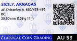CCG-AU53, SICILY. Acragas. Ca. 480/478-470 BC. AR Didrachm