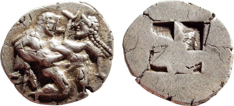 Stater Thasos Thrace Bc Nude Satyr Carrying Nymph Early Archaic Style Issue