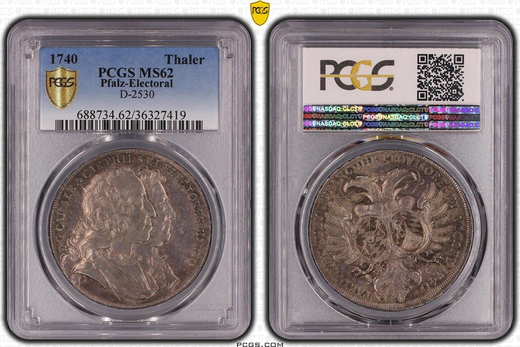 Pfalz German States Bavaria 1740 Vicariat Taler Coin Thaler PCGS MS 62 ...