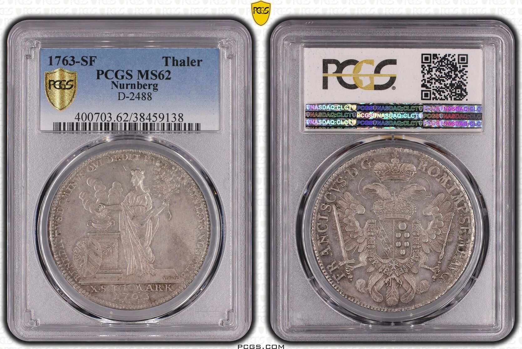 Nurnberg German States Nuremberg 1763 Taler Coin Thaler PCGS MS62