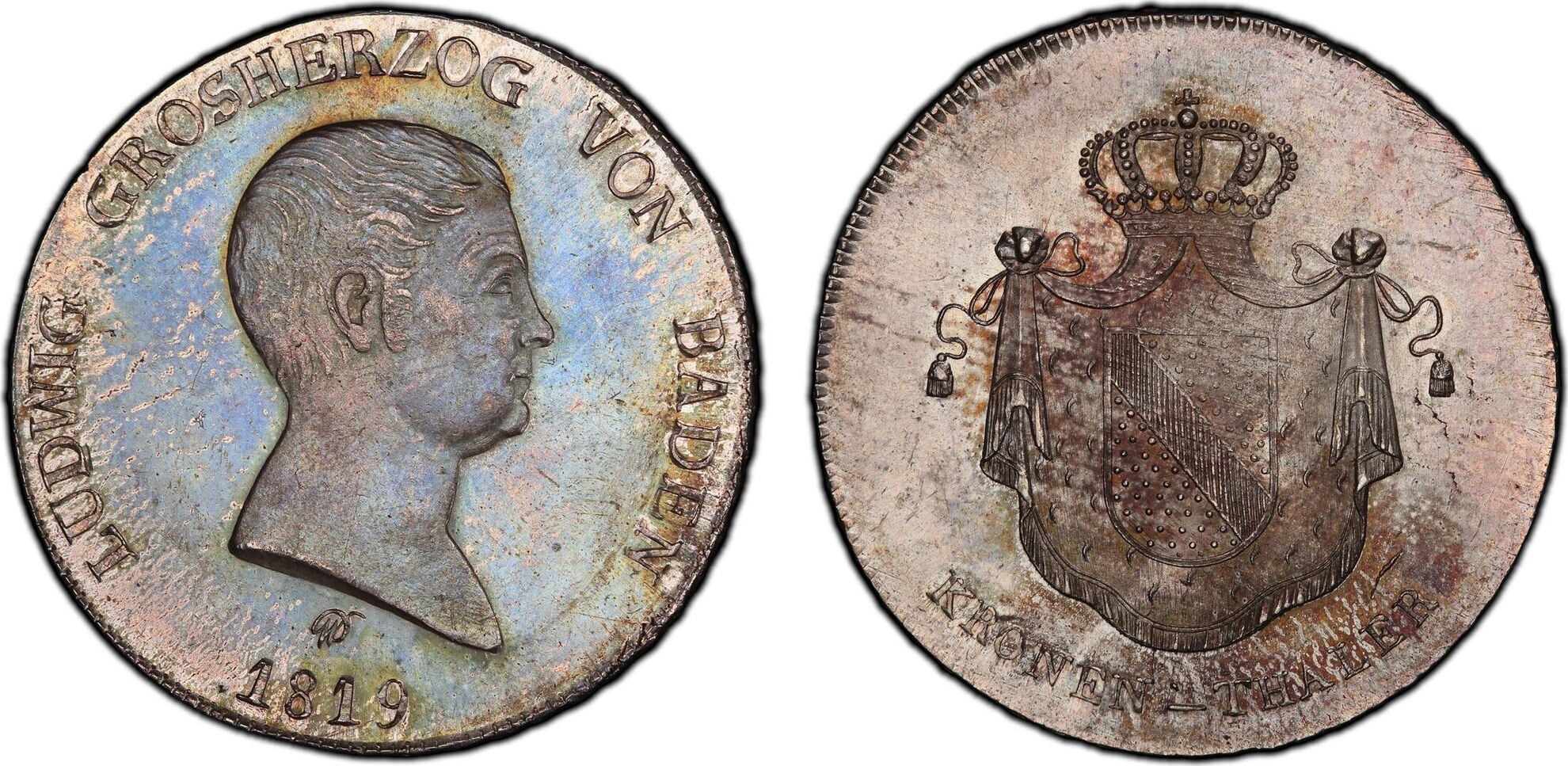 German States Baden 1819 WD Taler Coin Thaler PCGS MS63 Taler F