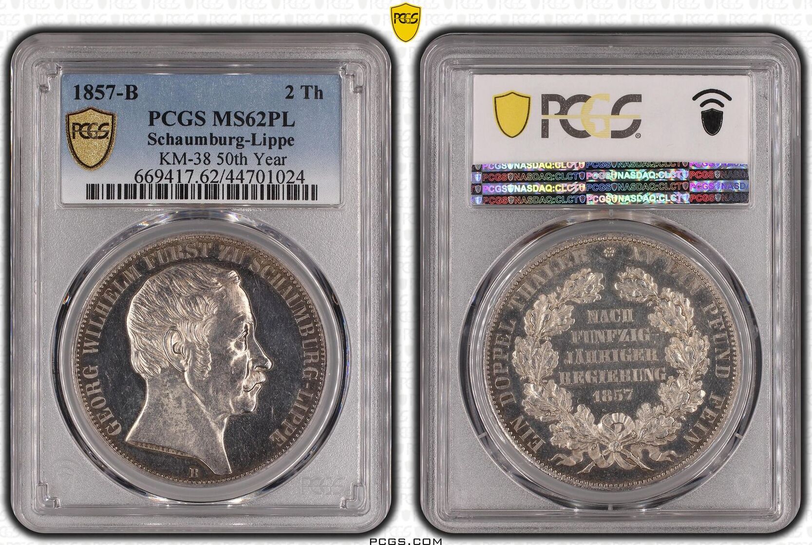 pcgs ms62 1858年 イザベル2世 銀メダル 2 Thalers German States Schaumburg-Lippe 1857 B 2 Talers Coin
