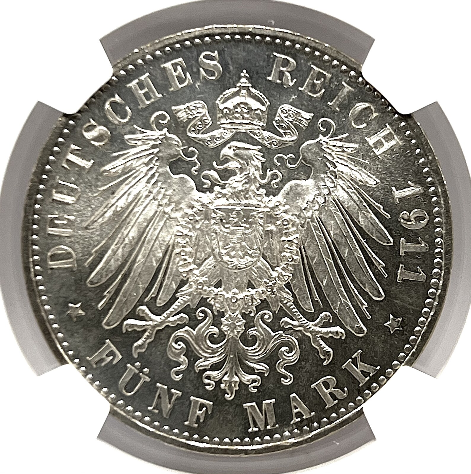 GERMANY German States Bavaria 1911D 5 Mark Coin NGC MS64 UNC STG