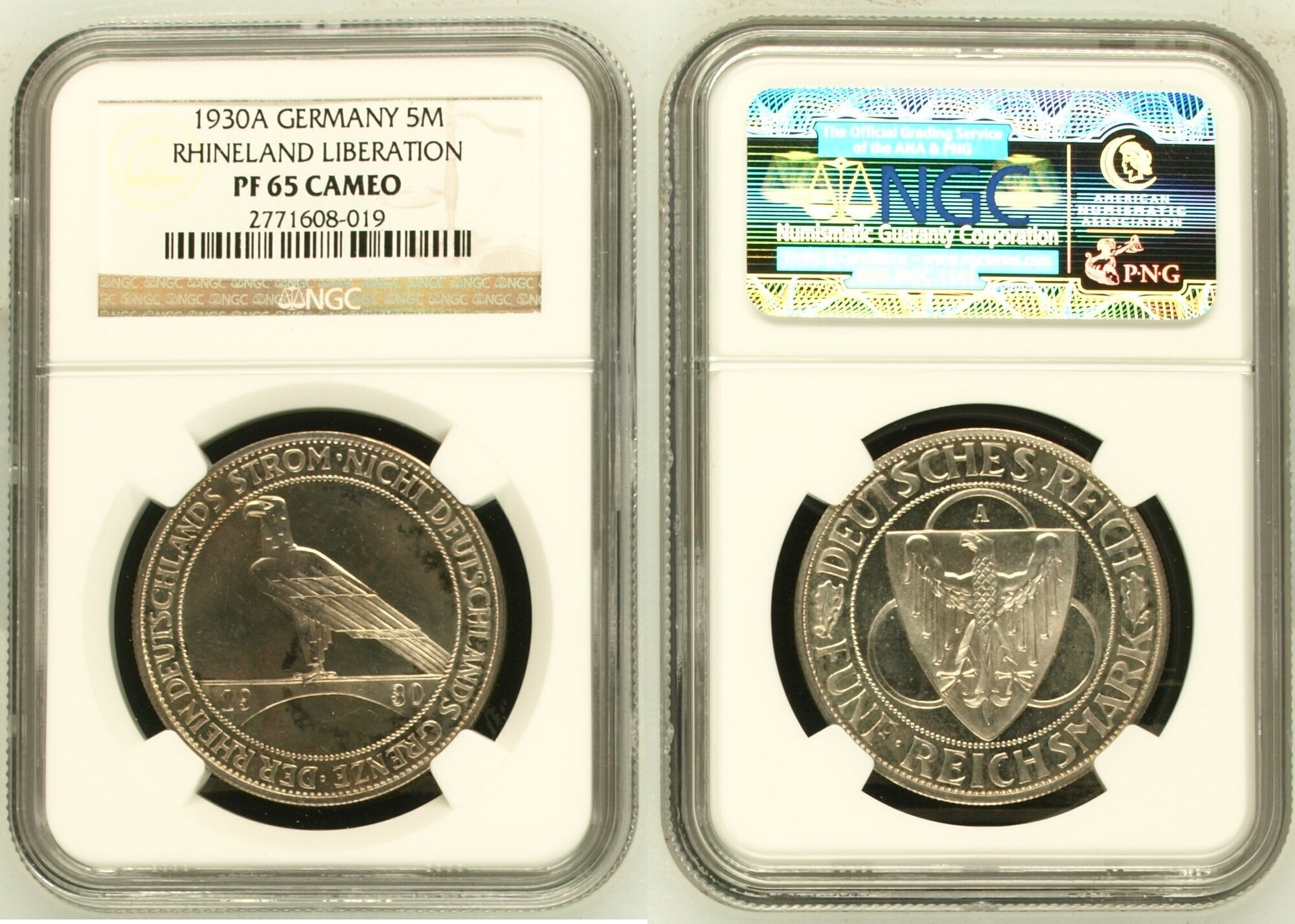 1930A Germany, Weimar Republic, 1930 A, 5 Mark, Liberation, NGC PF