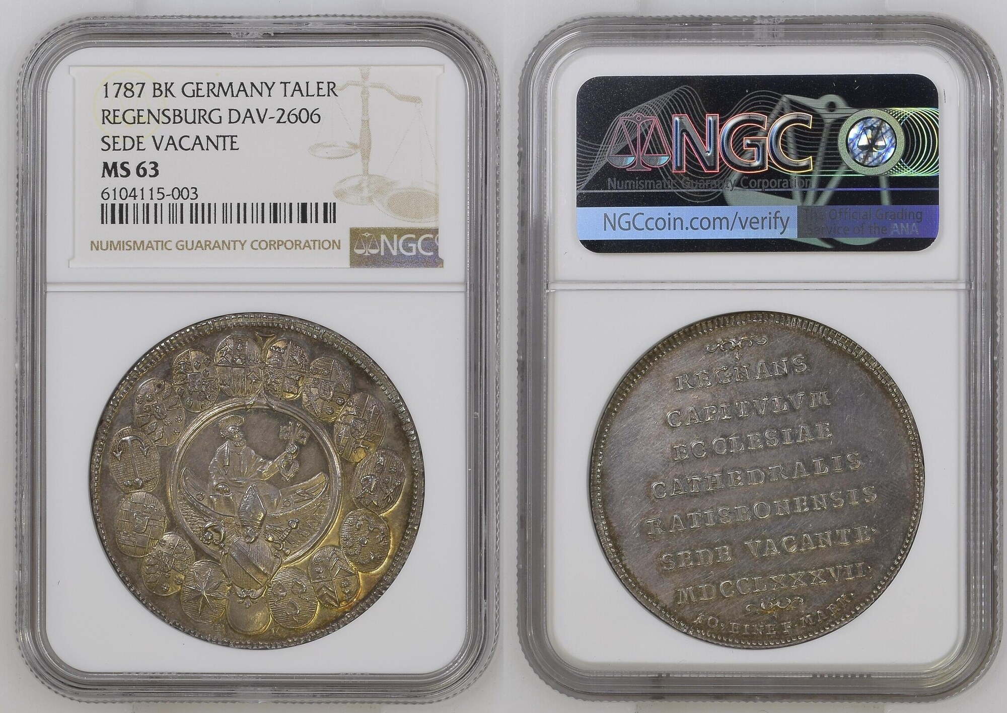 GERMANY 1787 BK German States Regensburg 1787 Taler Coin Thaler