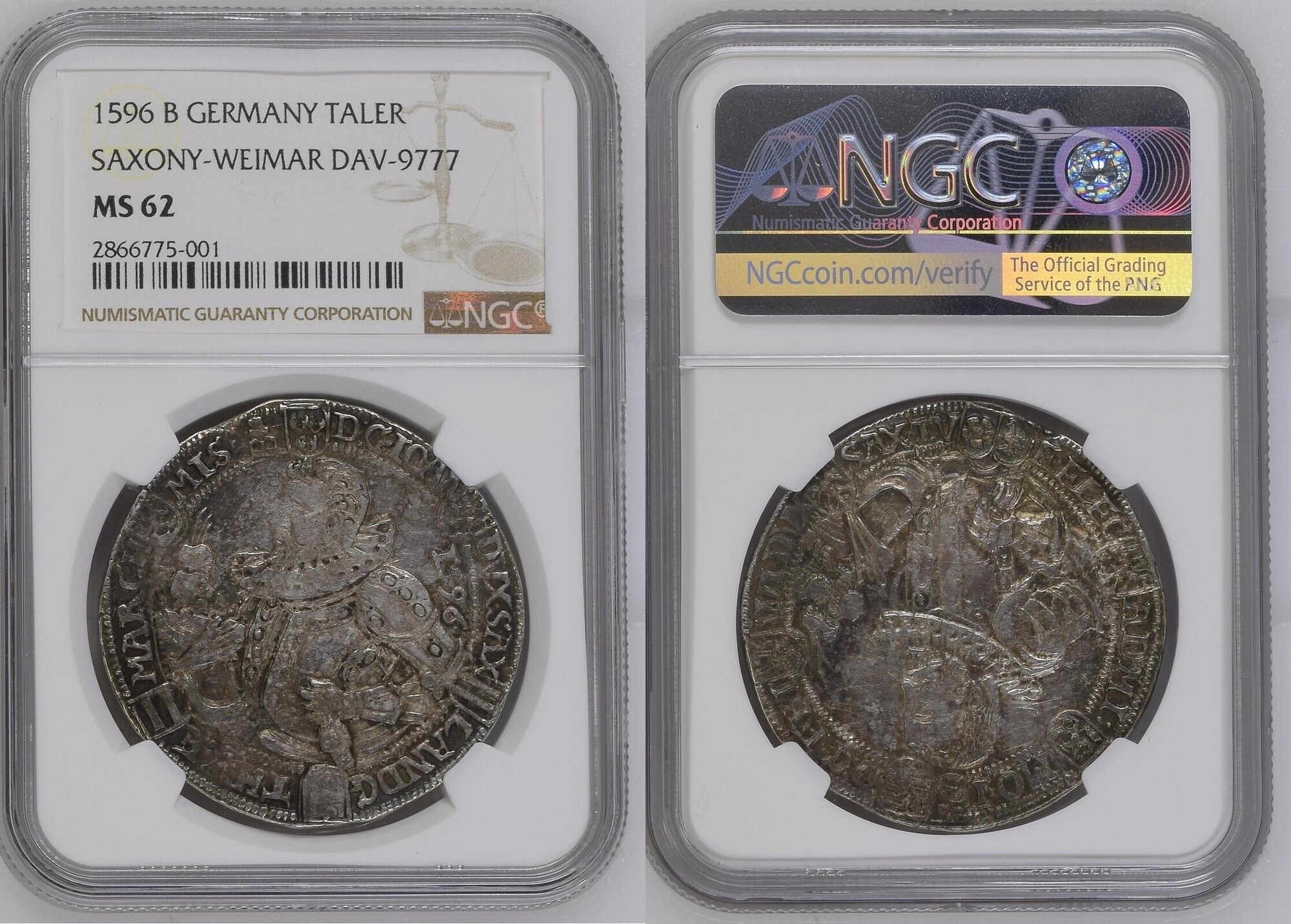 GERMANY 1596 B German States Saxe-Old-Weimar 1596 Taler Coin NGC