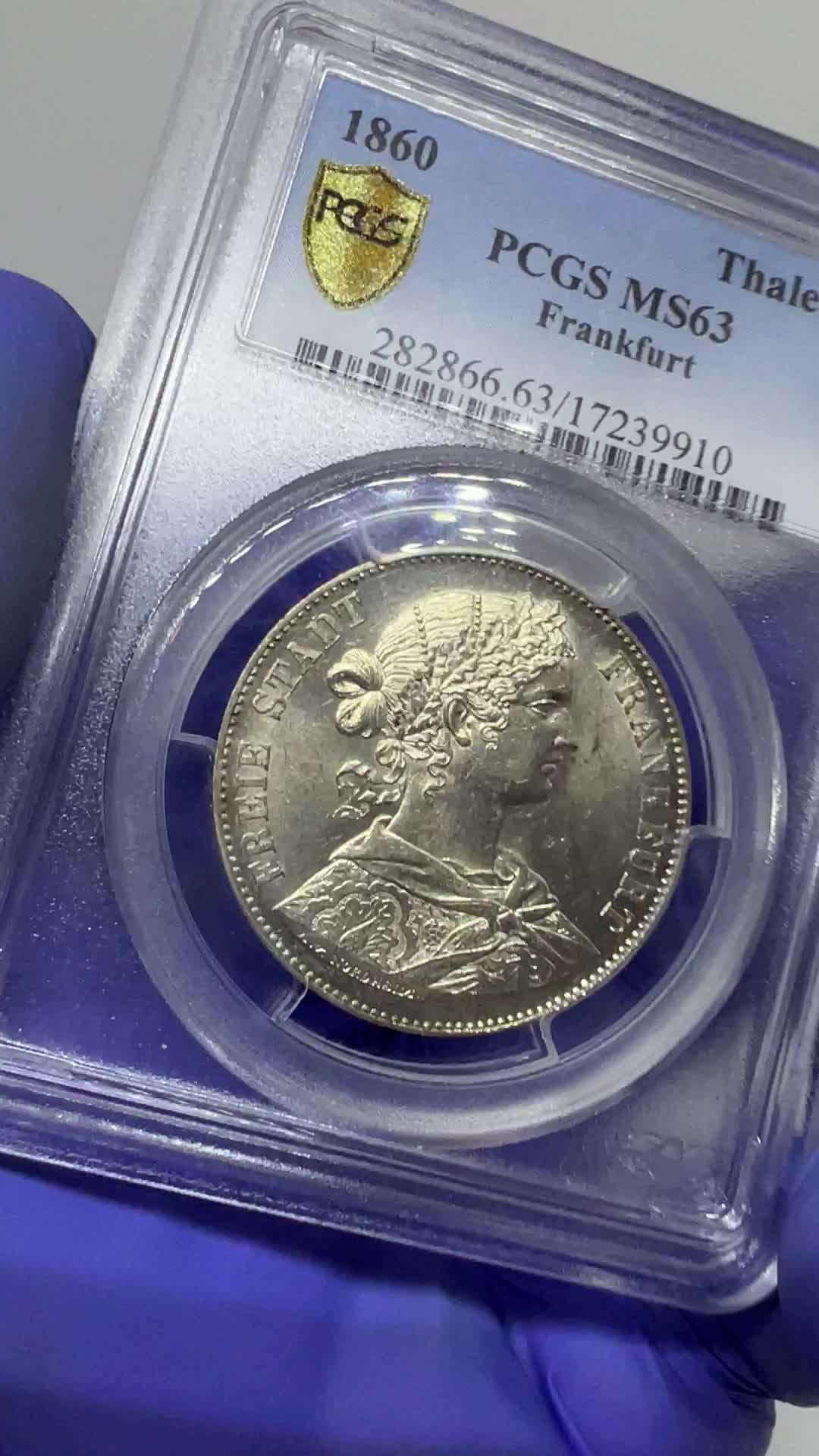 German States Frankfurt 1860 Taler Coin Thaler PCGS MS 63 F