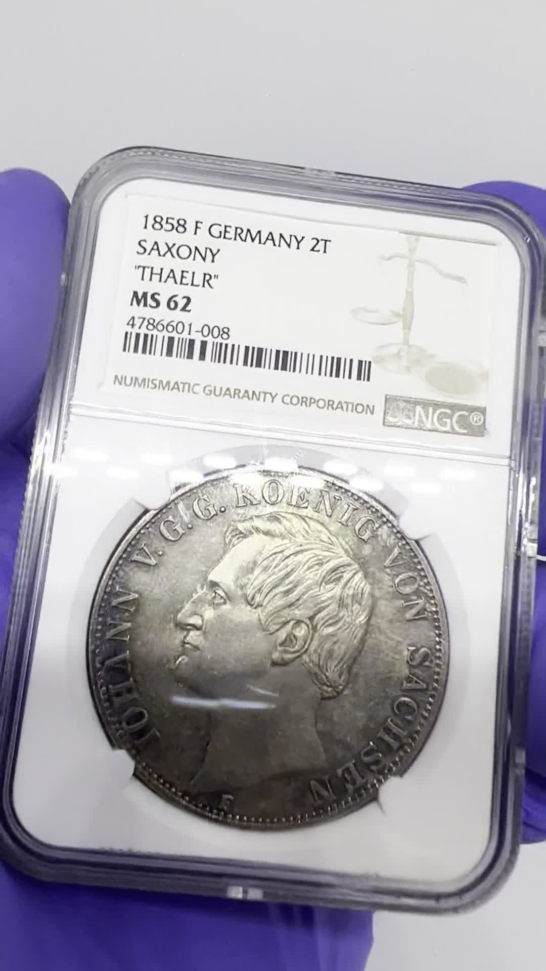 GERMANY 2 Talers German State Saxony 1858 F Two Taler Coin Thaler