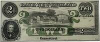 USA 2 Dollar New England Connecticut Banknote Geldschein -